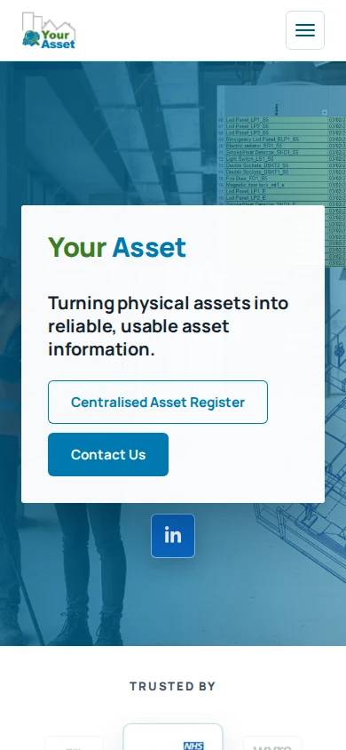 Current Your Asset homepage on mobile